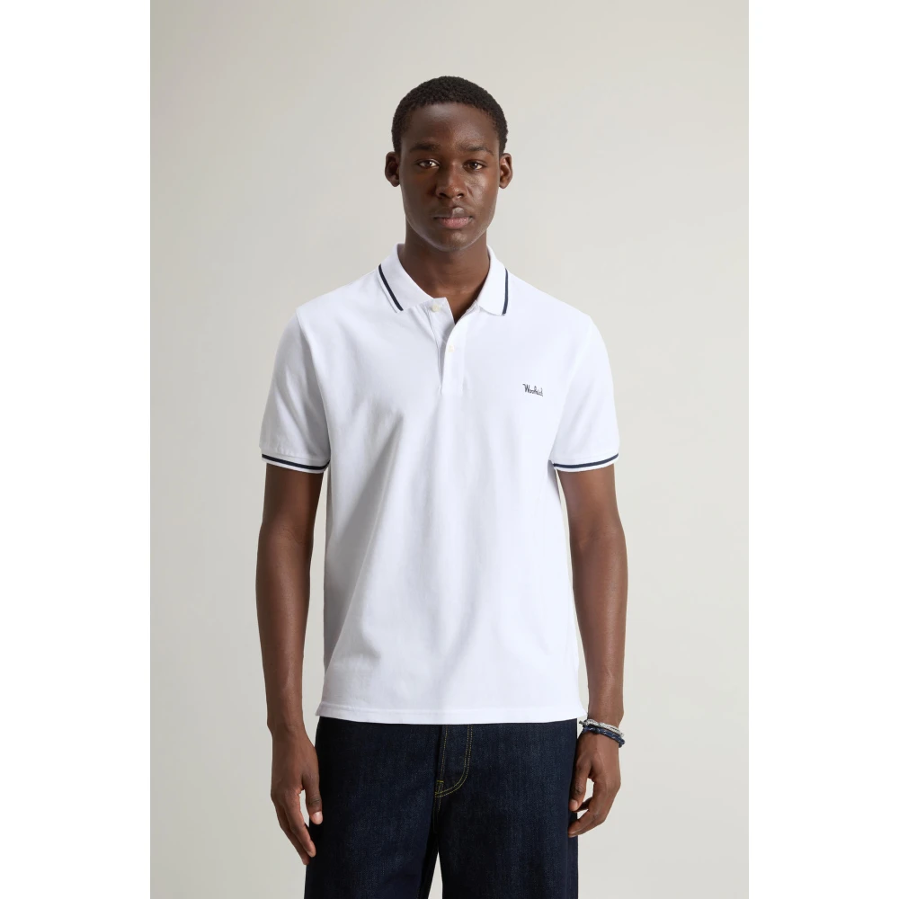 Woolrich Grafische Polo Shirt Wit White Heren
