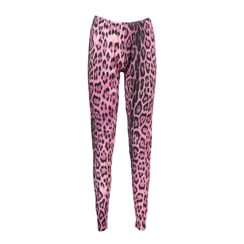 Cavalli Class Pink Women's Leggings With Print Logo - Female - Leggings - Pink - Xl - Trousers