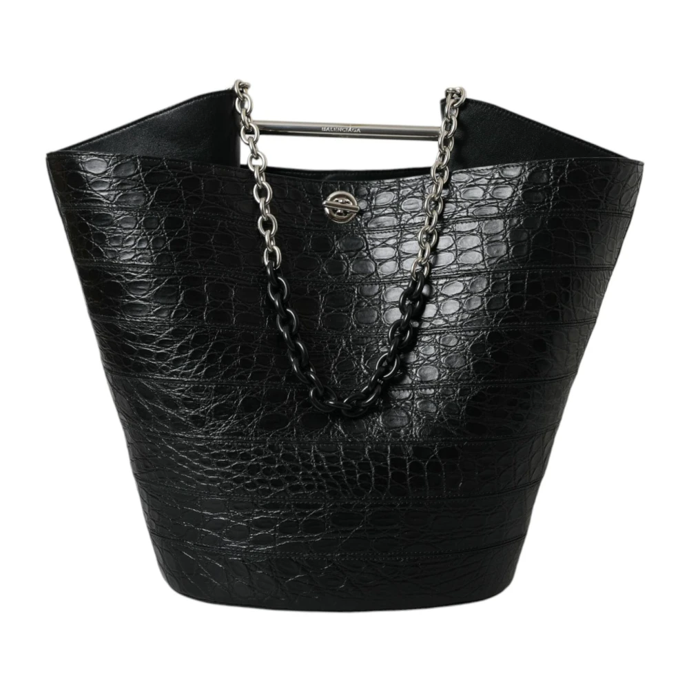Balenciaga Zwarte Krokodillenleren Bucket Bag Black Dames