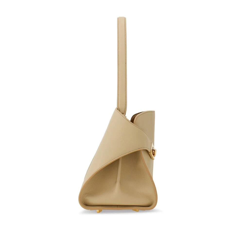 Salvatore Ferragamo Beige Leren Crossbody Tas Gancini Brown Dames