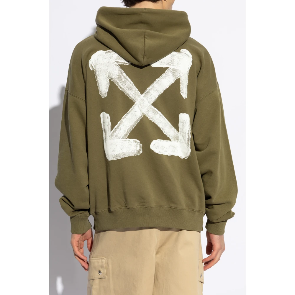 Off White Hoodie Green Heren
