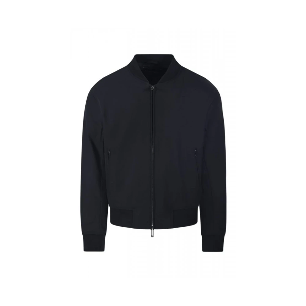 Emporio Armani Uomo Nero Bomber Jacket Con Zip In Nylon Stretch Tecnico