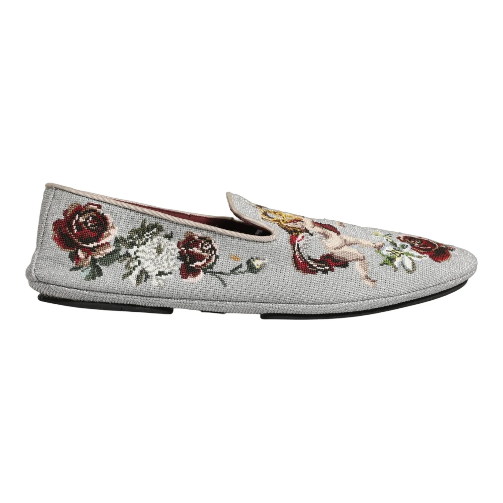 Dolce & Gabbana Men's Multicolor Velvet Slippers With Crown Embroidery - Loafers - 10 Uk - Shoes
