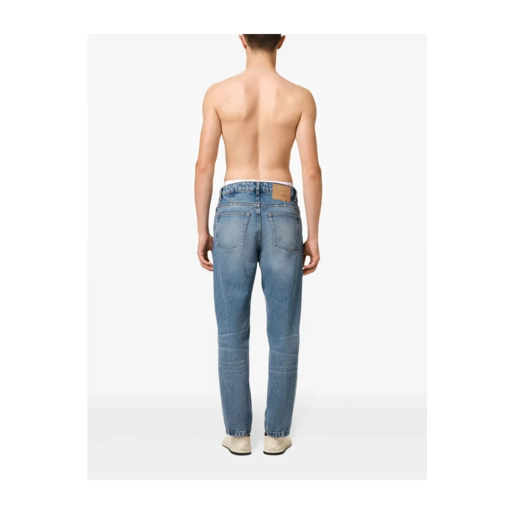 Ami Paris Tapered Leg Jeans Blue Heren