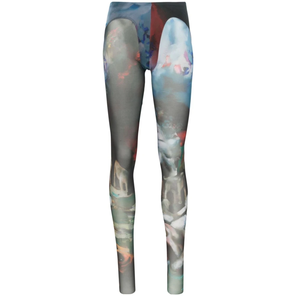Mugler Grafische Print Mesh Design Broek Multicolor Dames