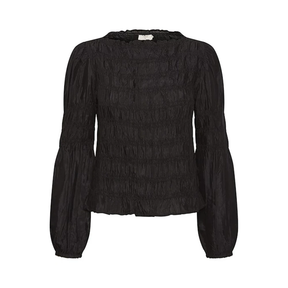 Cream Black Elegant Smock Blouse - Female - Blouses - L - Blouses & Shirts