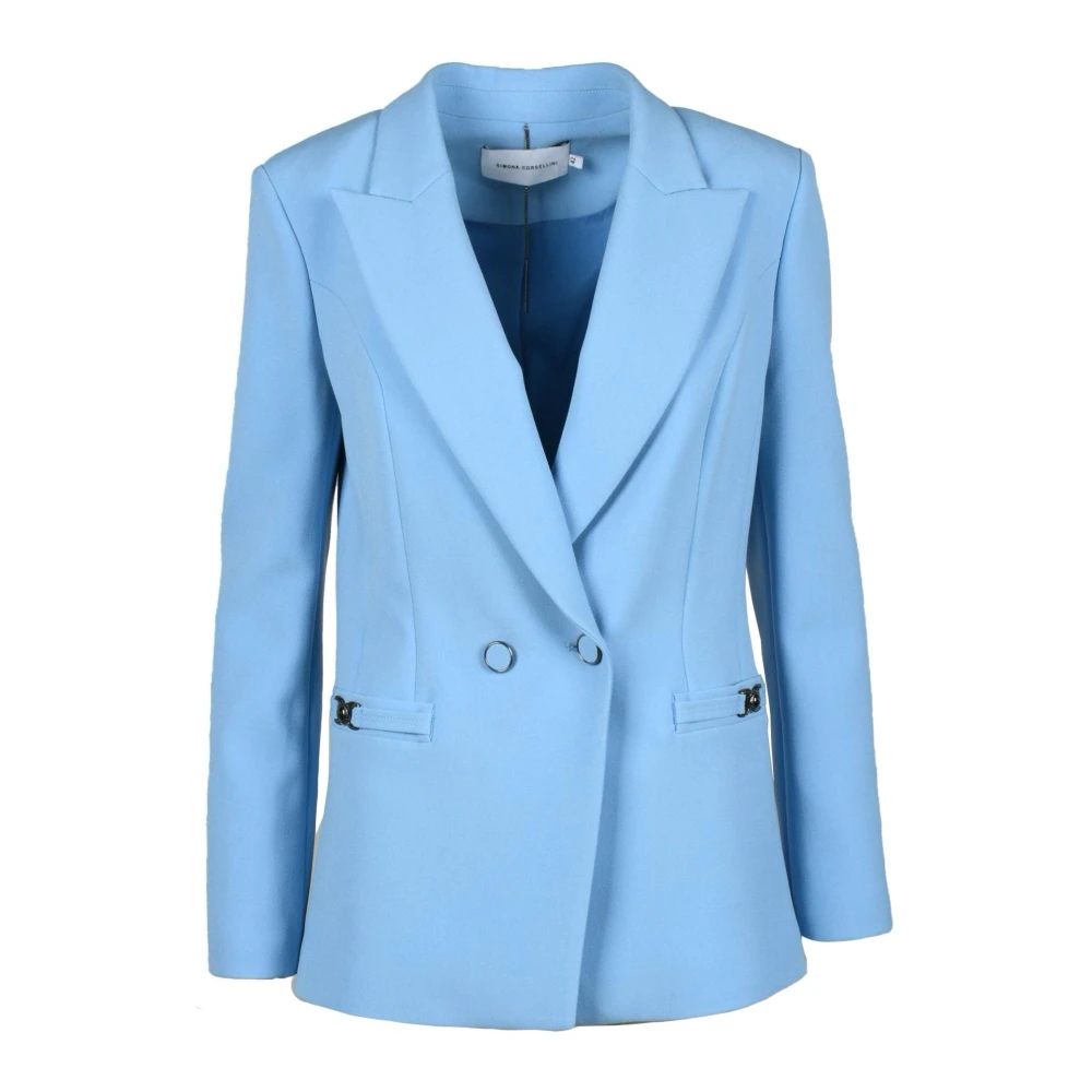 Simona Corsellini Elegante Jas met Unieke Stofmix Blue Dames