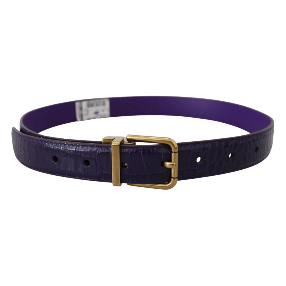 Dolce & Gabbana Paars Leren Riem met Metalen Gesp Purple Dames
