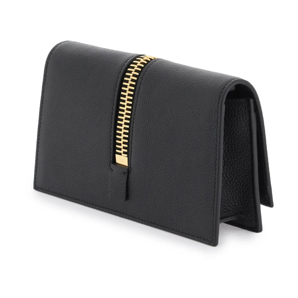 Tom Ford Grained Leather Mini Clutch Tas Black Dames