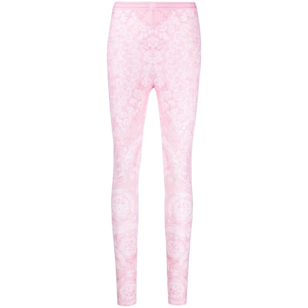 Versace Rose Pink Barokpatroon Super-Skinny Broek Pink Dames