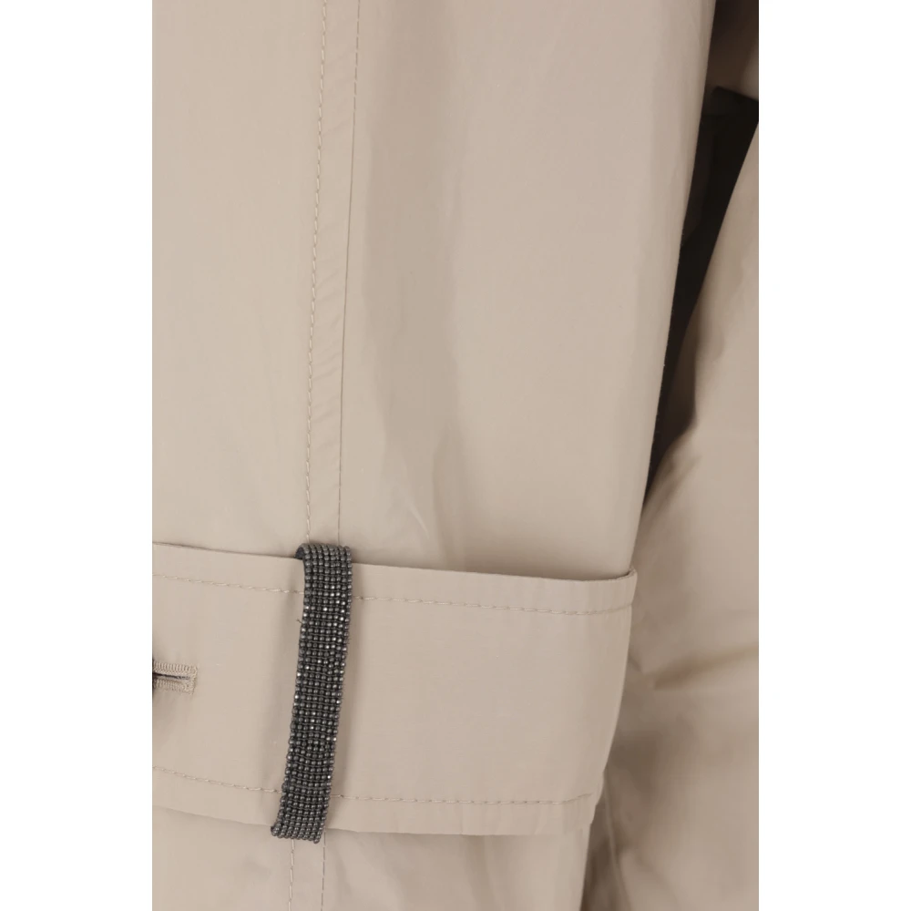 BRUNELLO CUCINELLI Beige Technische Katoenen Parka met Monile Details Beige Dames