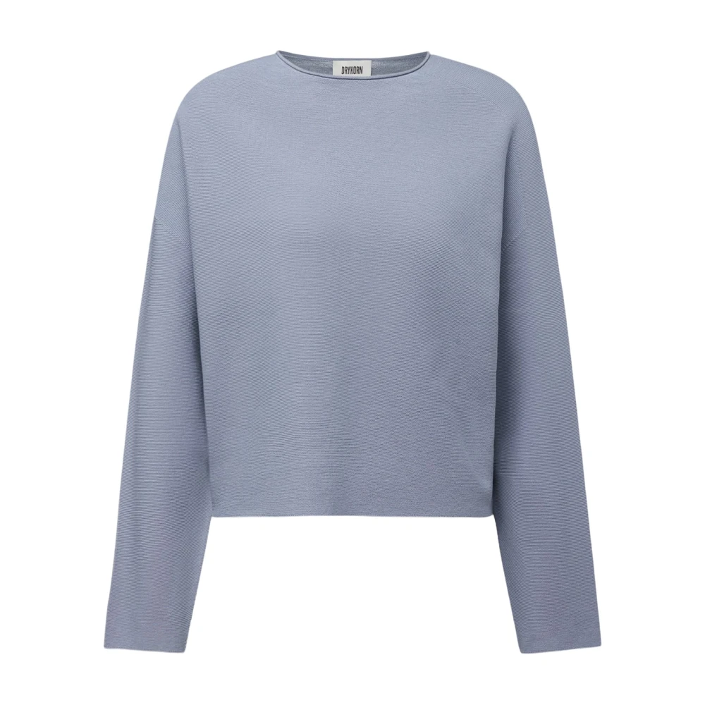 Drykorn Women's Blue Meami Cotton Pullover - Round-Neck Knitwear - L - Knitwear