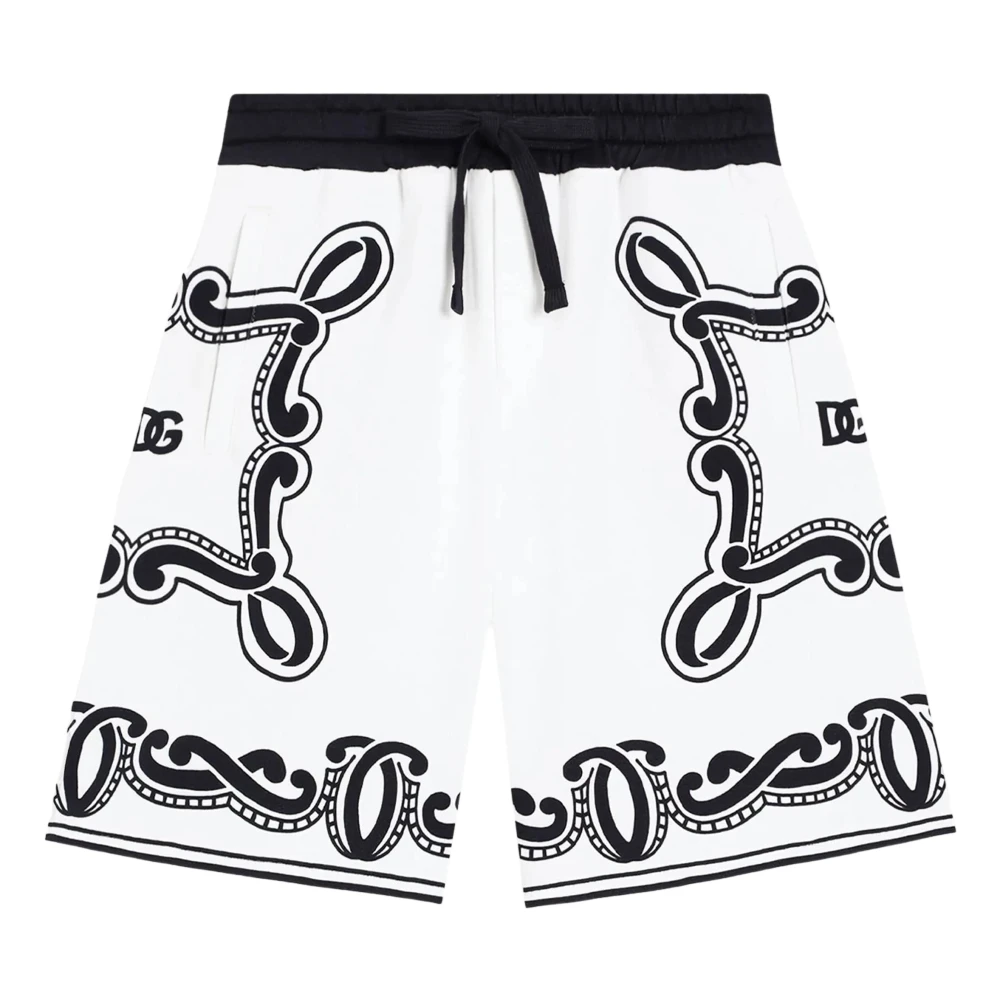 Dolce & Gabbana White Shorts, Male, 5 Y, Bandana Print Bermuda Shorts In