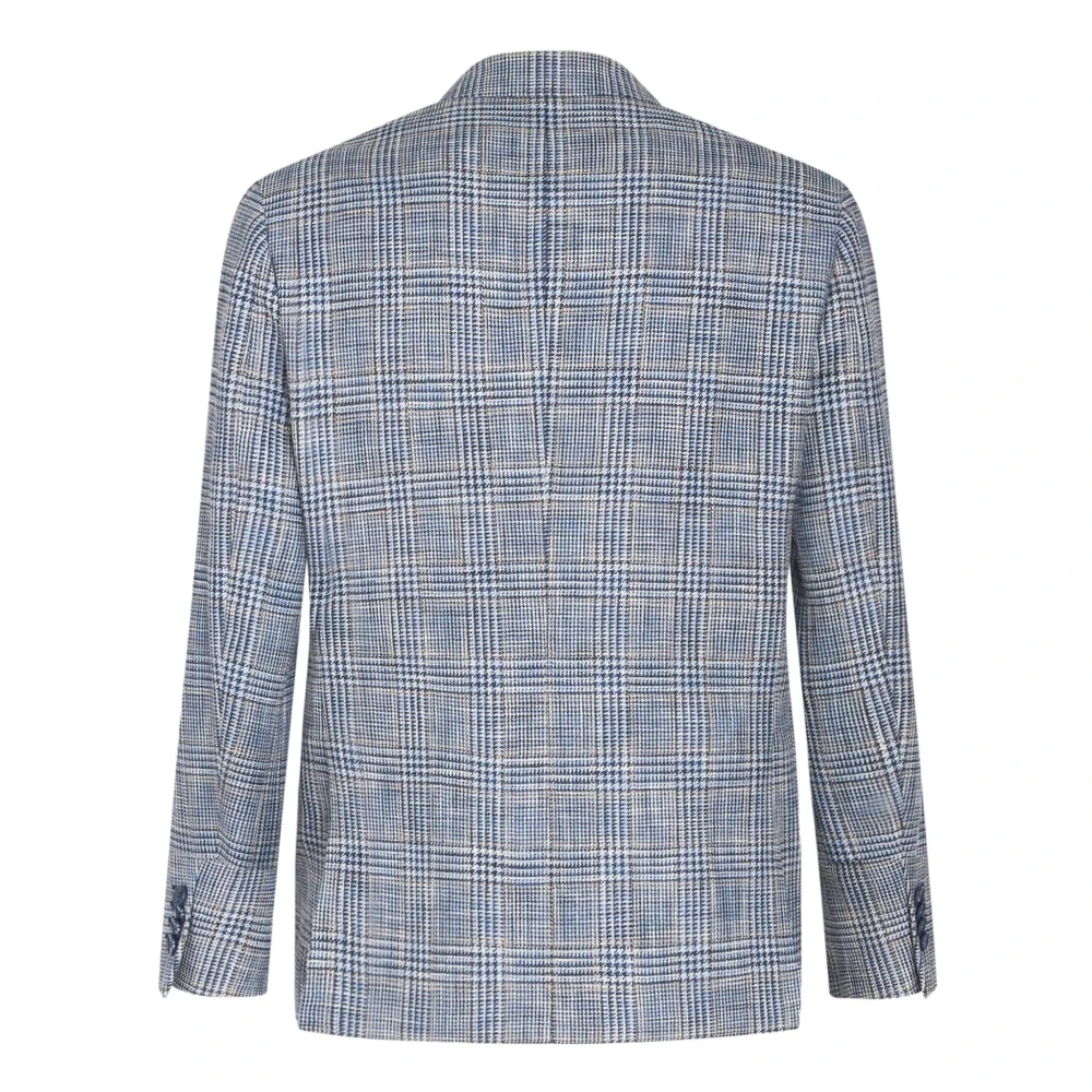 ETRO Blauwe Houndstooth Casual Blazer Blue Heren