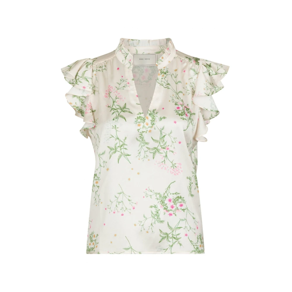 NEO NOIR Bloemenblouse met ruchesmouwen Multicolor Dames