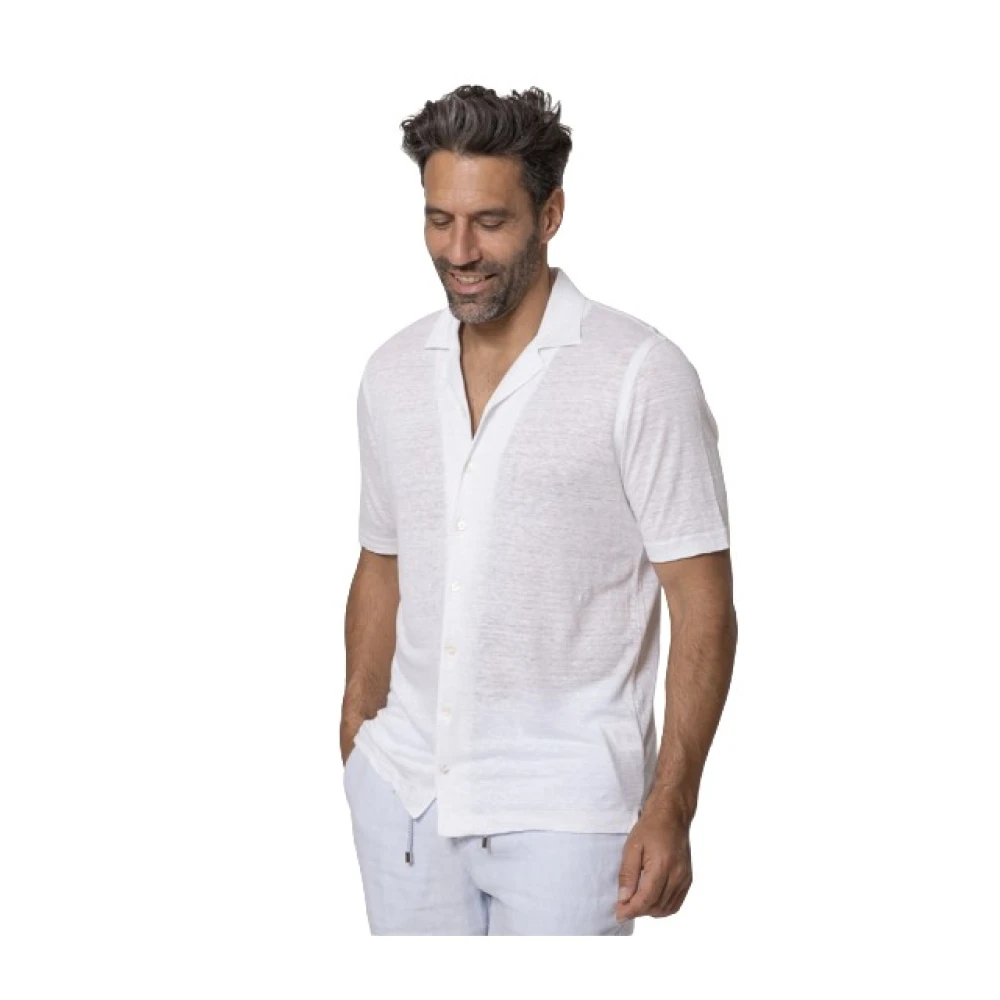Gran Sasso Wit Linnen Shirt met Korte Mouwen White Heren