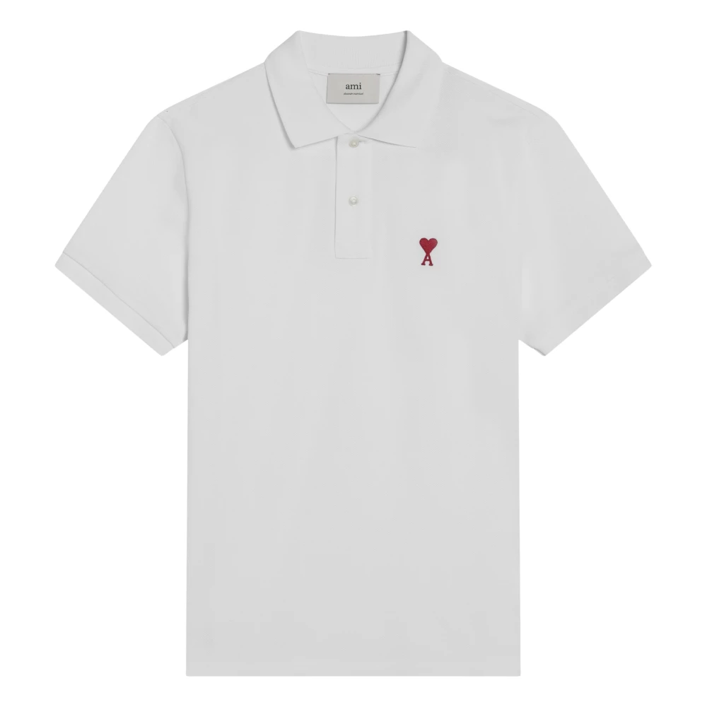 Ami Paris Short Sleeve Polo Shirt White Heren
