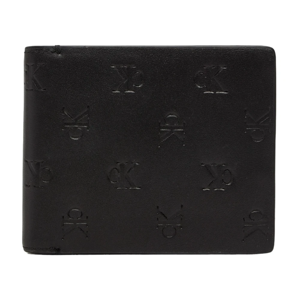 Calvin Klein Jeans Men's Black Wallets & Cardholders, One Size, Embossed Leather Bifold Wallet