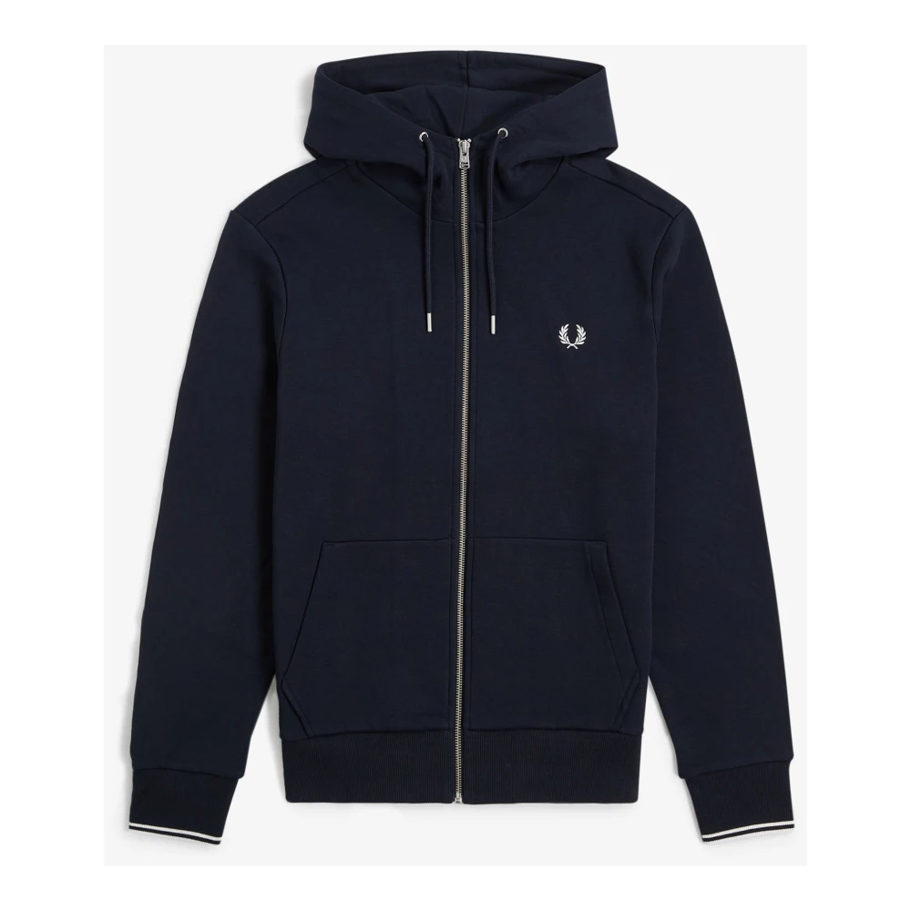 Fred Perry Uomo Blu Felpa Con Cappuccio E Zip - Immagine 9
