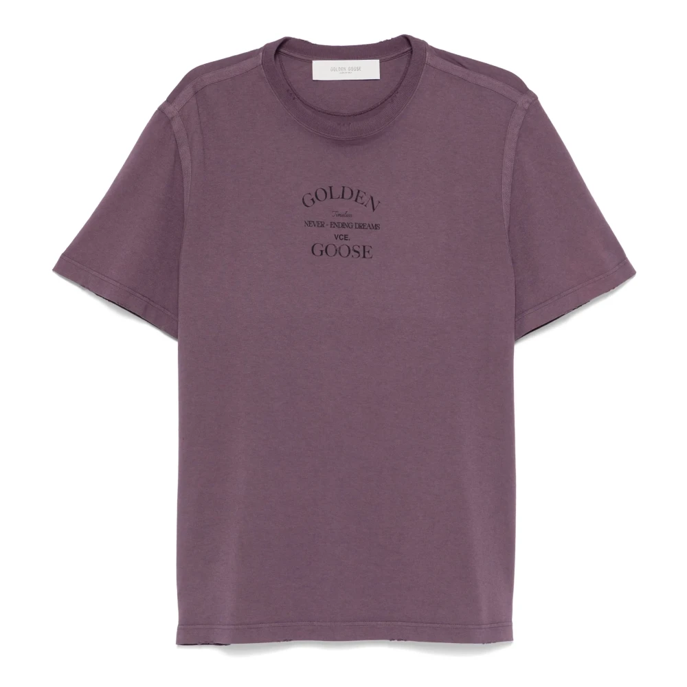 Golden Goose Logo-Print Katoenen T-shirt Purple Heren