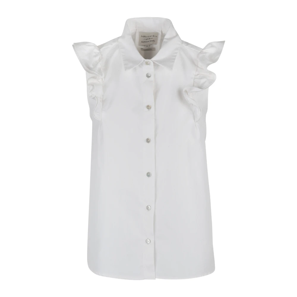 Alessia Santi Ruches Mouw Popeline Shirt Beige Dames
