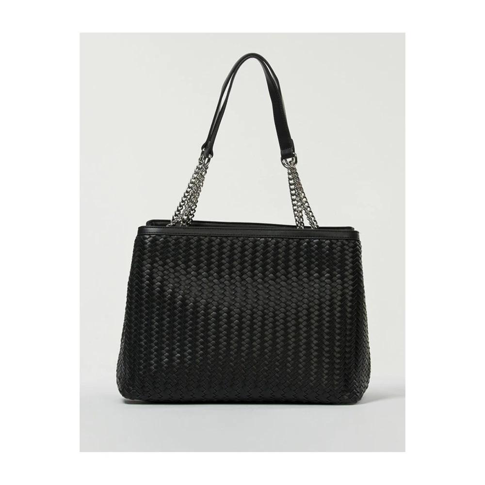 Cult Zwarte geweven shopper tas met kettinghengsels Black Dames