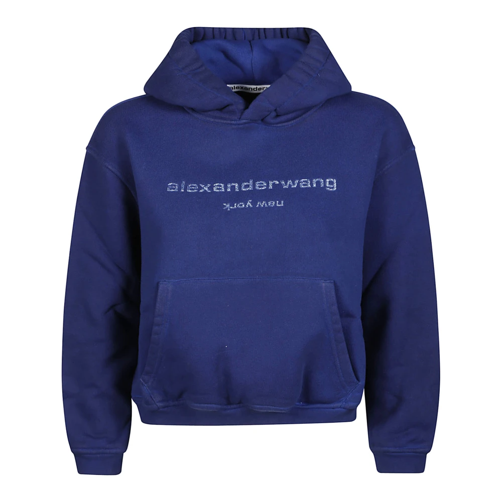 Alexander wang Glitter Puff Logo Shrunken Sweatshirt Blue Dames