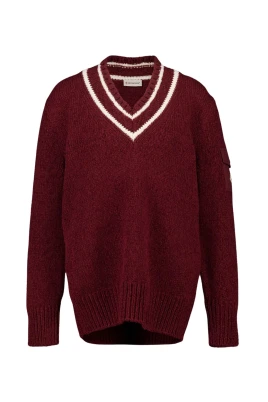 Padded V-Neck Cotton and Wool Blend Jumper
