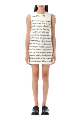 text-print-sleeveless-mini-dress
