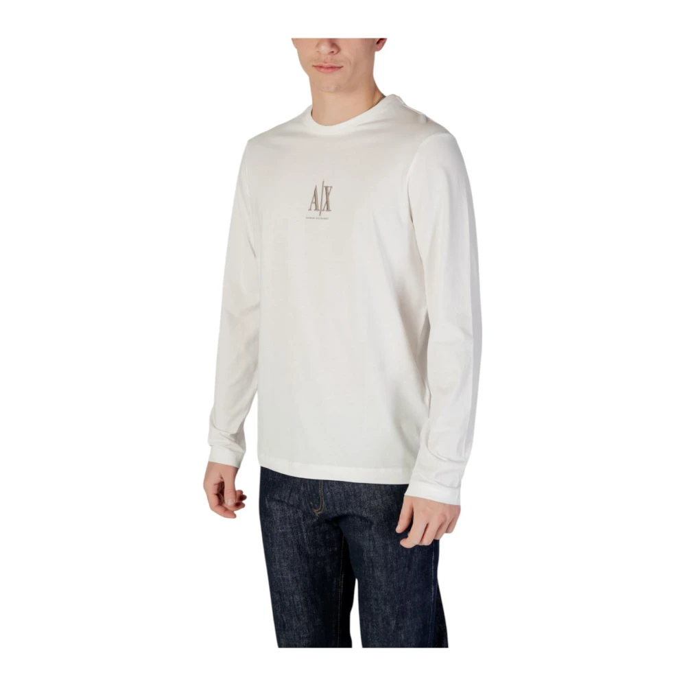 Armani Exchange Witte Longsleeve T-shirt met Print White Heren
