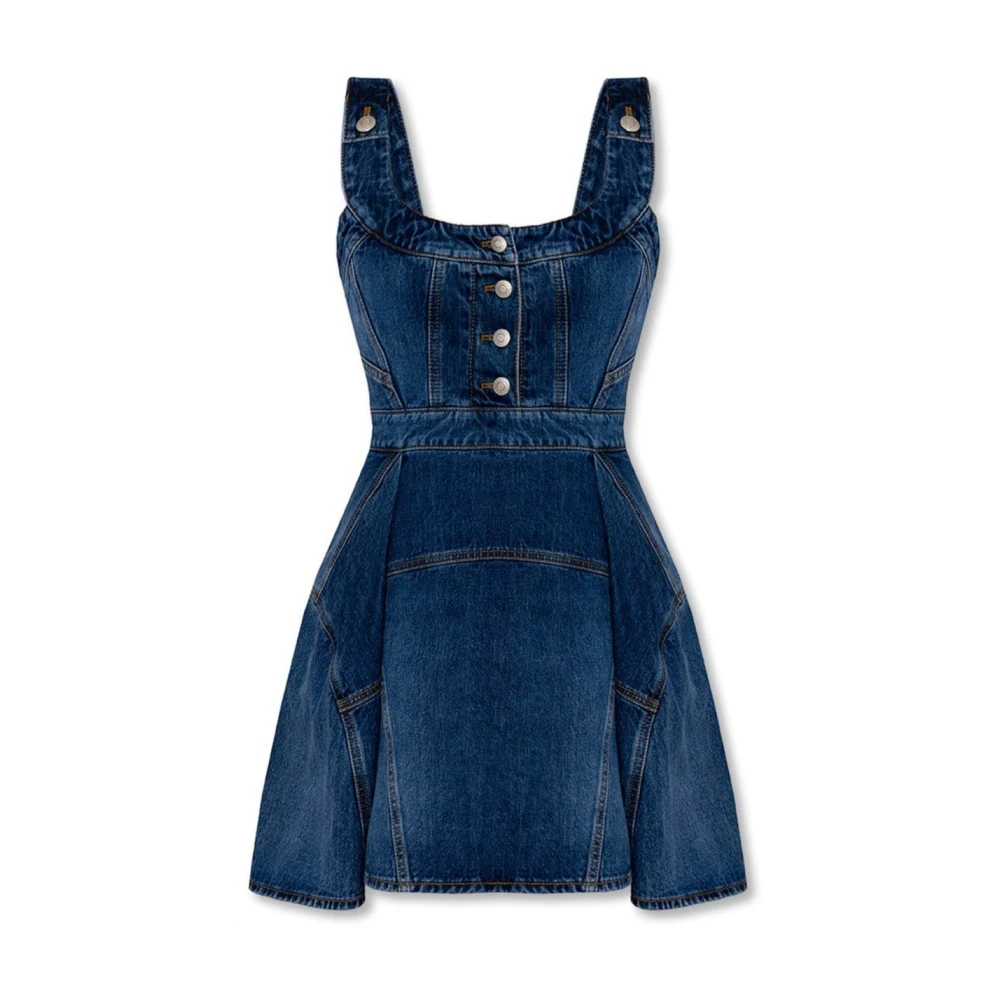 Alexander mcqueen Denim Mini Jurk met Knoopsluiting Blue Dames