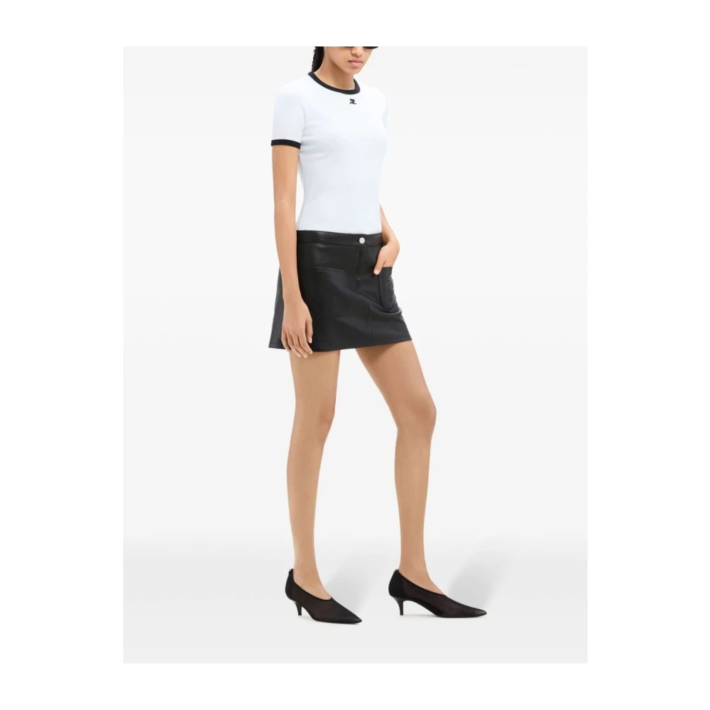 Courrèges Wit Jersey T-shirt met Logo Borduurwerk White Dames