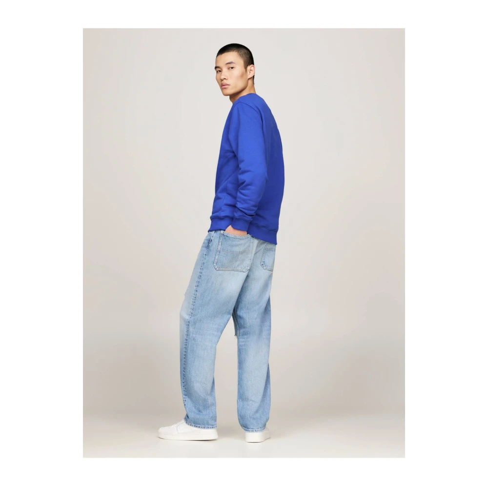 Tommy Jeans Geborduurde logo sweatshirt in blauw Blue Heren