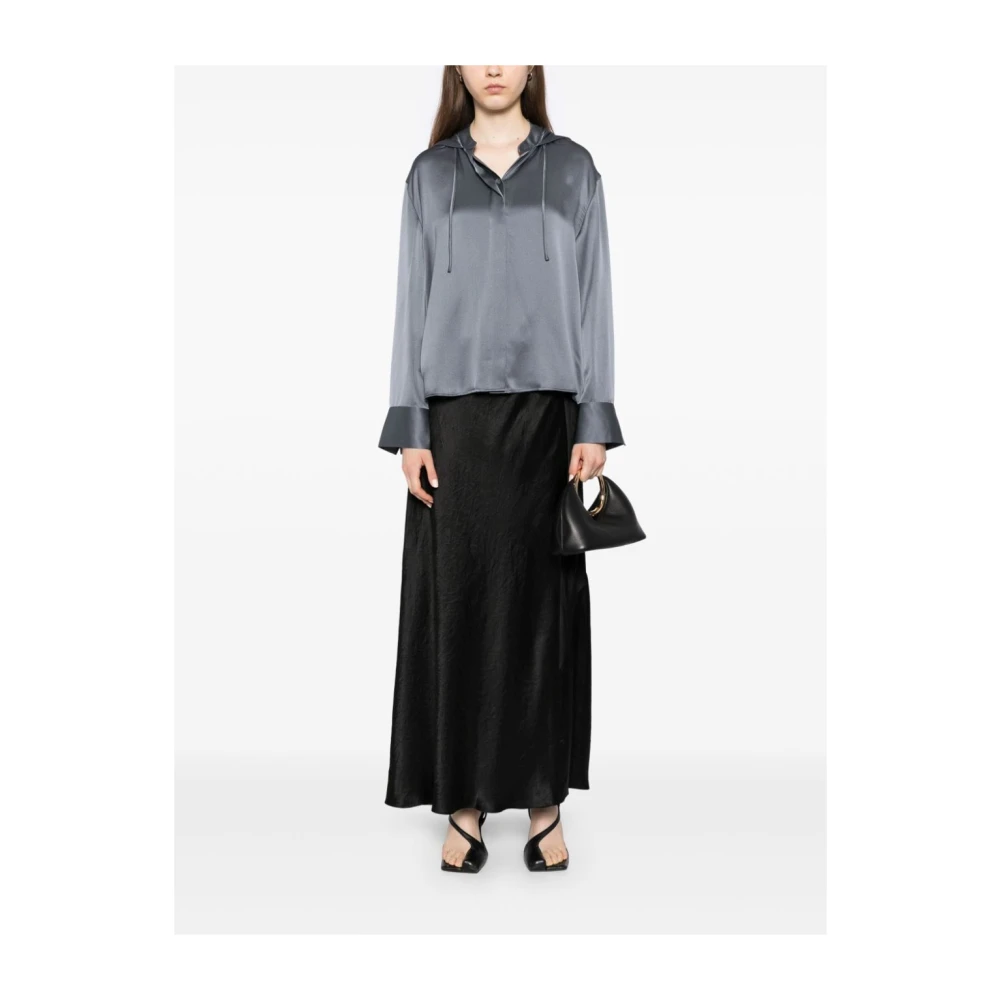 Vince Zwarte Satijnen Maxi Rok Black Dames