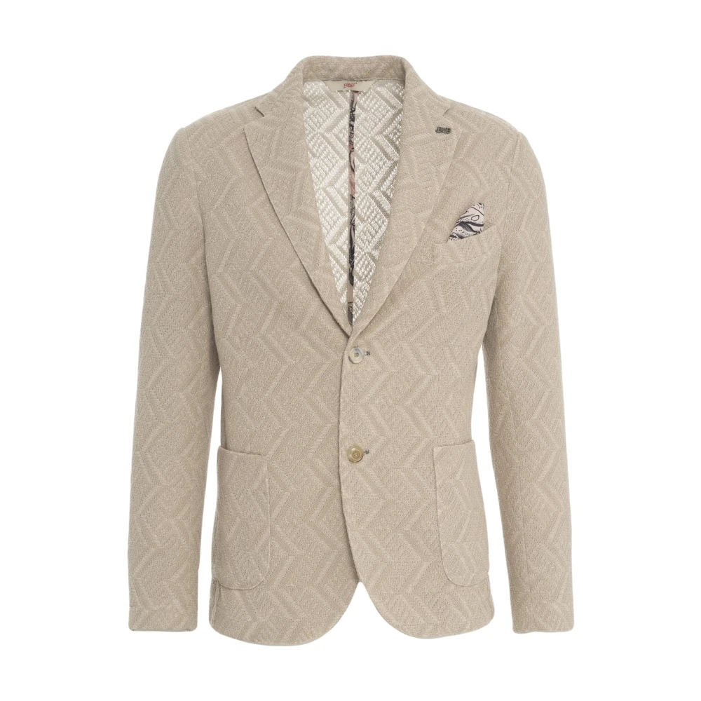 BOB Stijlvol Beige Crochet-Look Blazer Beige Heren