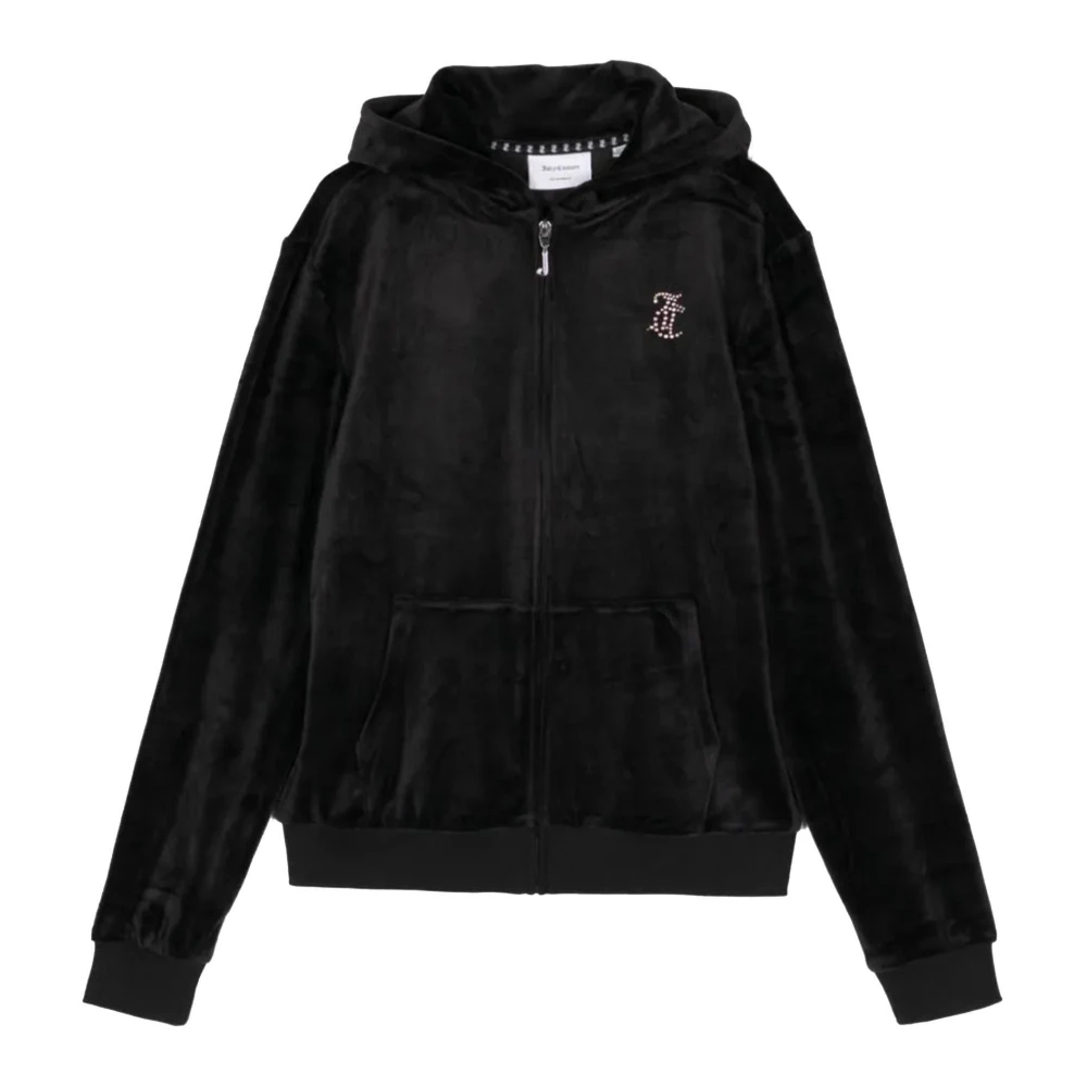 Juicy Couture Unisex Kids Black Diamond Zip Hoodie - Kids Sweatshirts - 7 Y - Kids