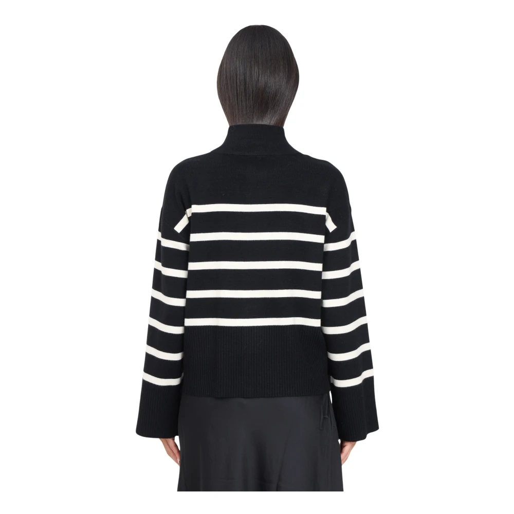 Only Zwart Gestreepte Gebreide Vest Black Dames