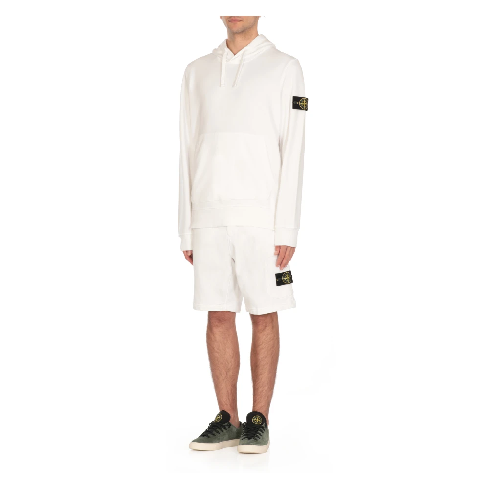 Stone Island Witte Katoenen Hoodie met Logopatch White Heren