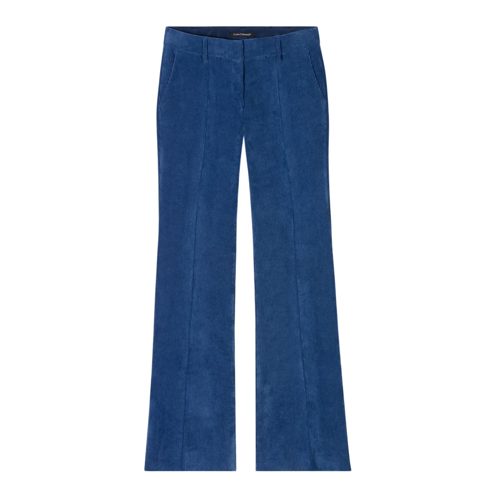 LUISA CERANO Ribfluwelen Bootcut Broek Diepblauw Blue Dames