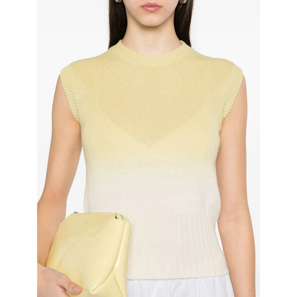 Fabiana Filippi Gele Gradient Geribbelde Vest Ronde Hals Yellow Dames