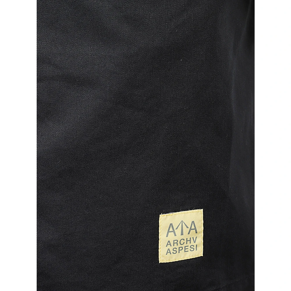 Aspesi Lange Blauwe Waterdichte Jas met Shirtkraag Blue Dames