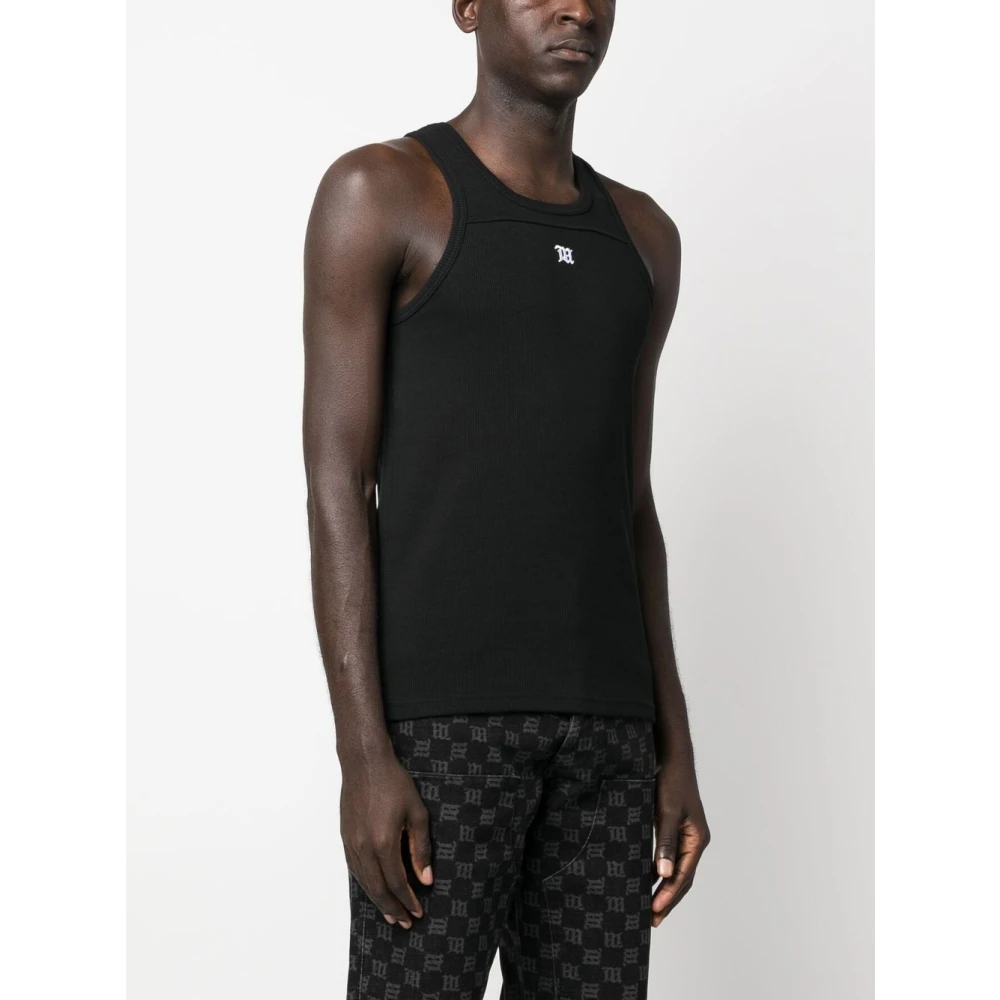 Misbhv Zwart Logo Patch Mouwloos T-shirt Black Heren