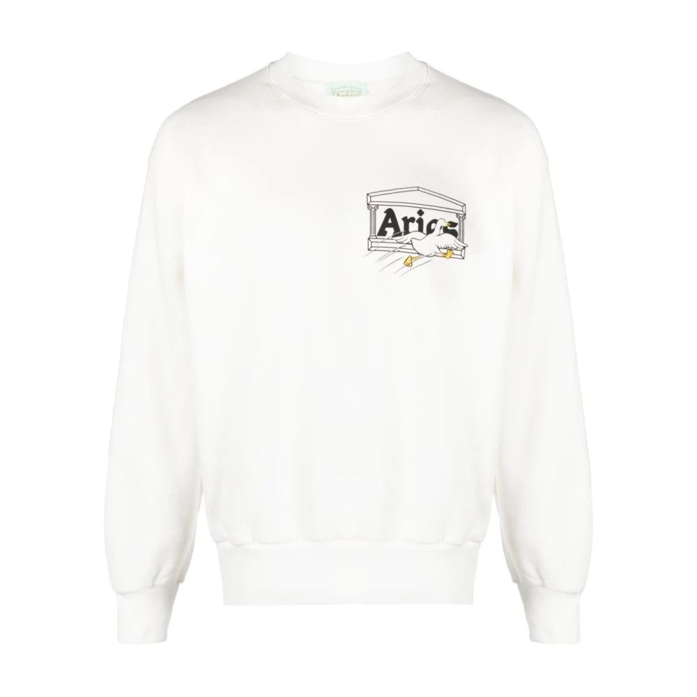 Aries Zwarte Logo Witte Sweatshirt White Heren