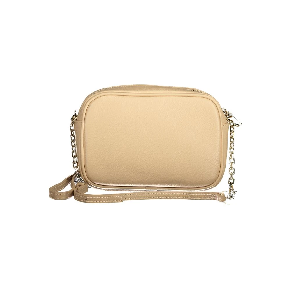 PATRIZIA PEPE Beige Leren Schoudertas met Verstelbare Band Beige Dames