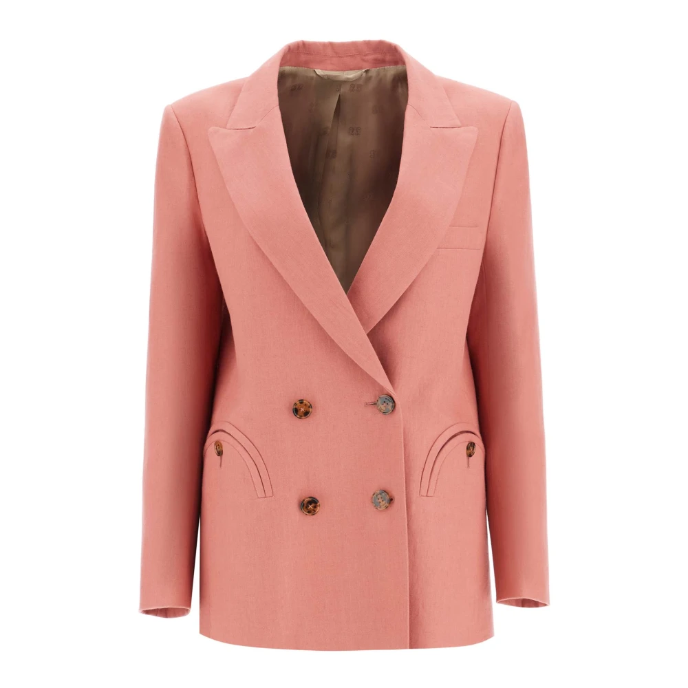 Blazé Milano Elegante Linnen Blazer met Schildpadknopen Red Dames