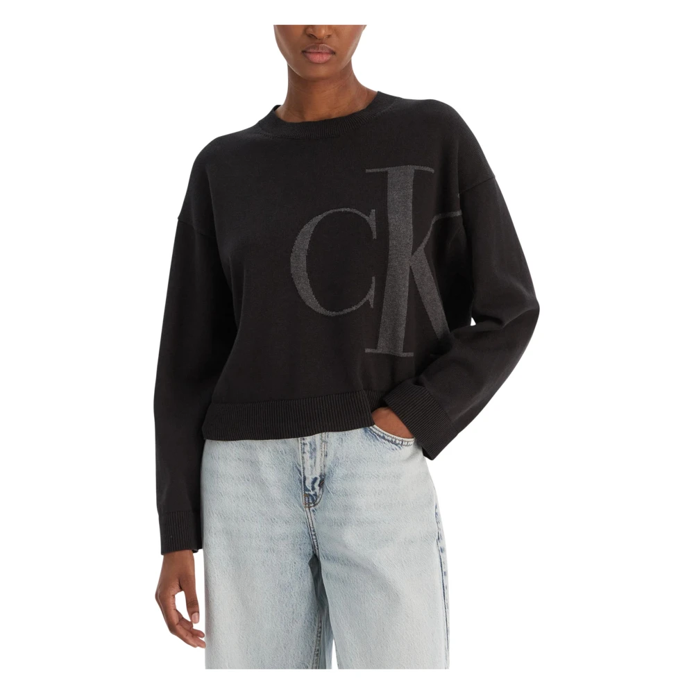 Calvin Klein Jeans Women's Black Sweatshirts, Xs, Oversized Jumper