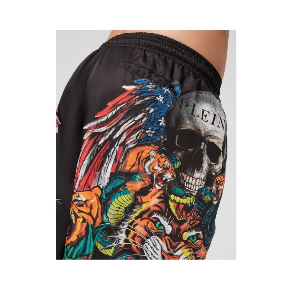 Philipp Plein Zwarte Heren Strand Shorts met Print Multicolor Heren