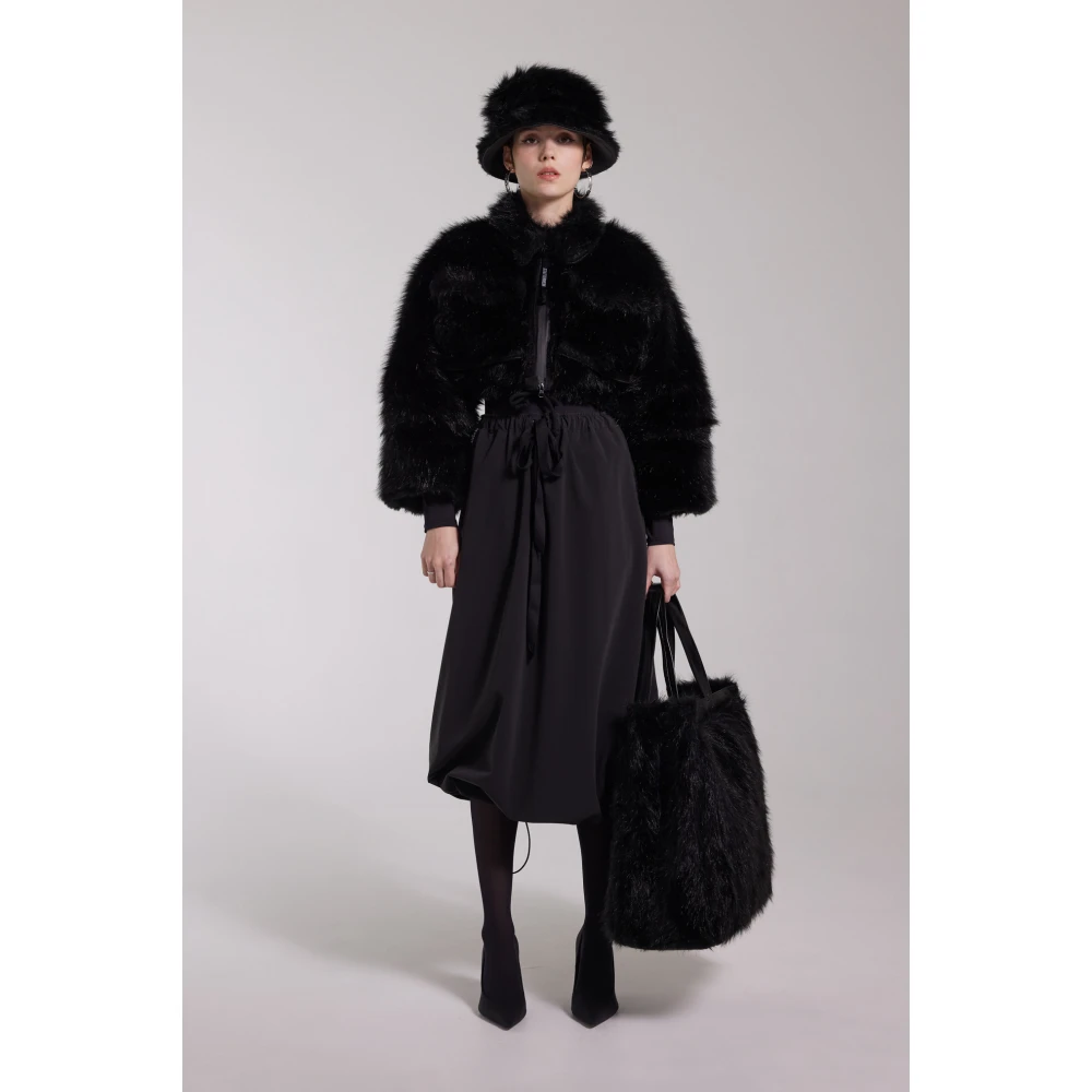 Stutterheim Zwarte Faux Fur Korte Jas Black Dames