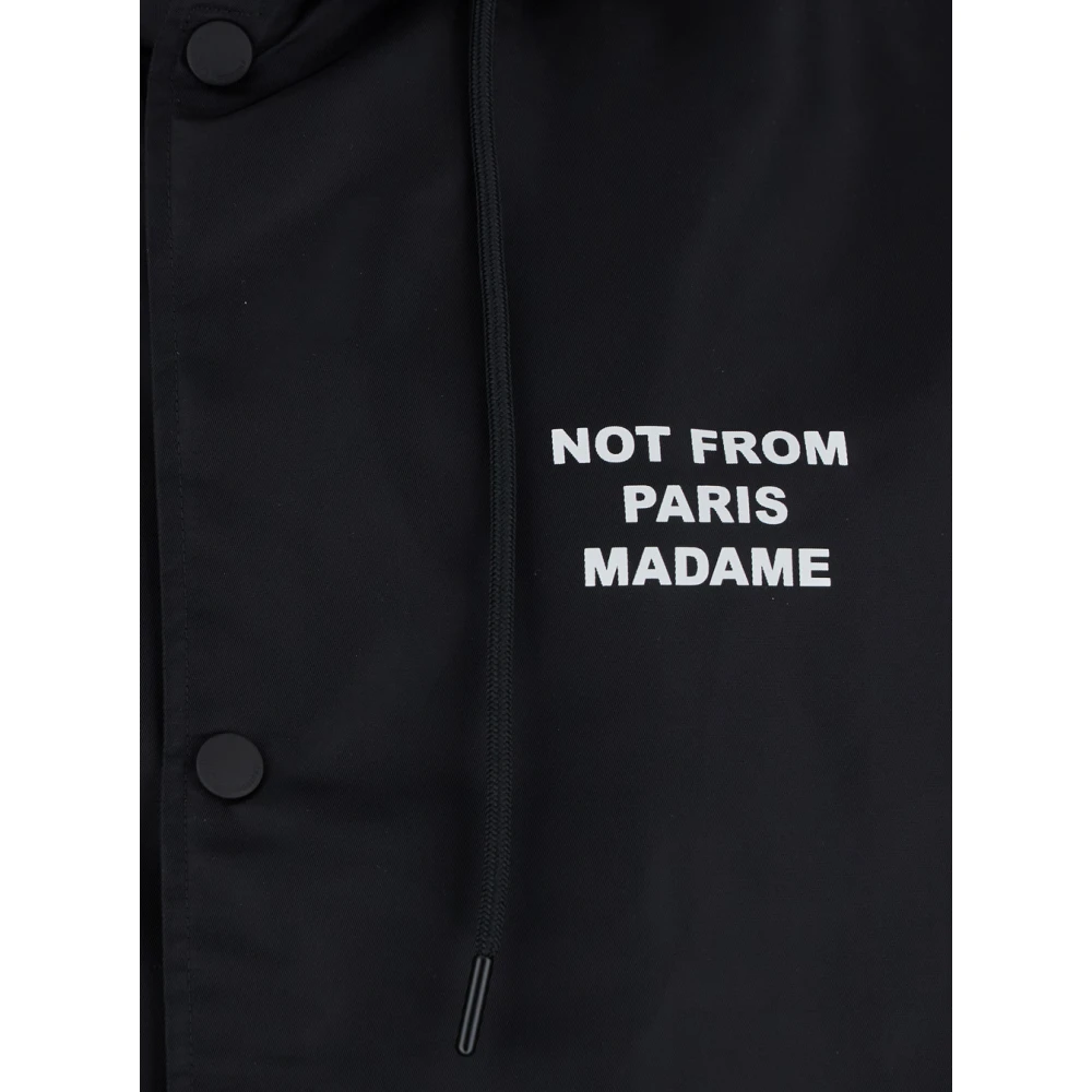 Drole de Monsieur Zwarte Parka Jas met Logo Details Black Heren