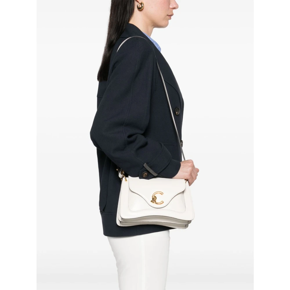 Coccinelle Witte Foldover Tas met Afneembare Band White Dames